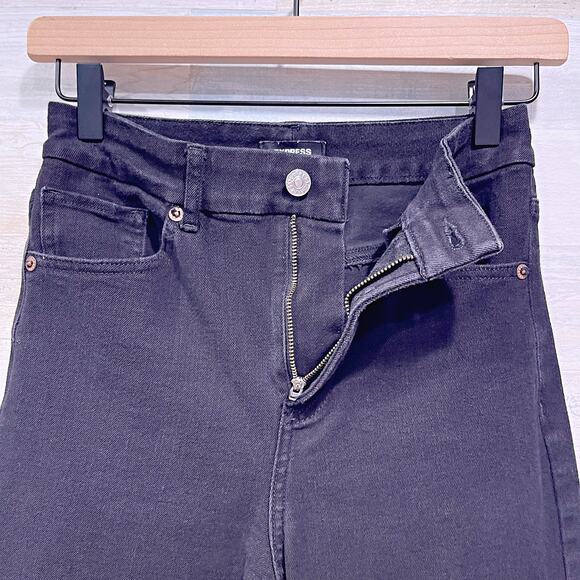 EXPRESS Super High Waisted Modern Straight Jeans Black Womens Small Short 4 - Picture 3 of 10